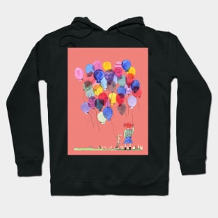 Girl with balloons whimsical watercolor art Hoodie